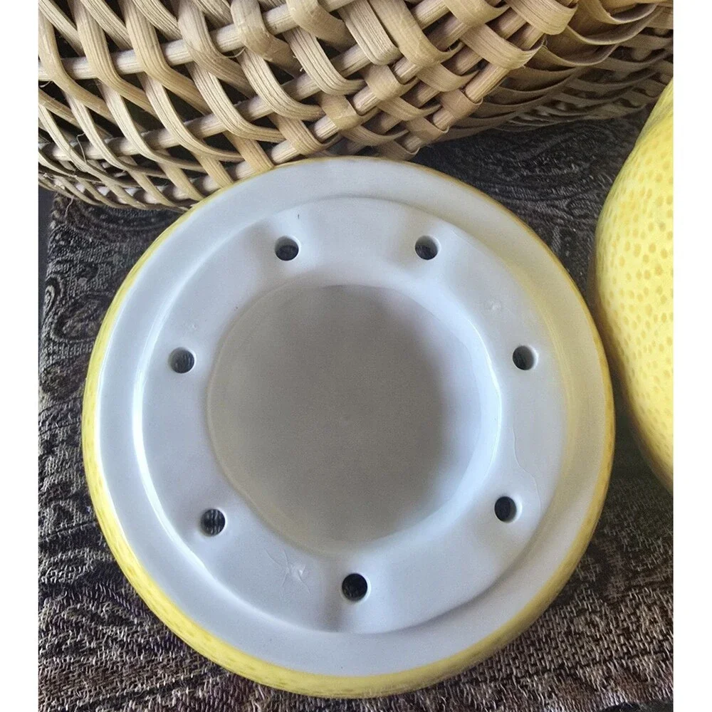 Ceramic 2 Piece Citrus Juicer Pitcher Lemon Shape  Cottage